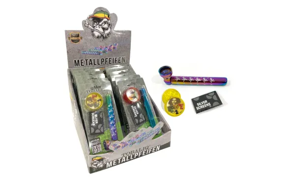 Metallpfeife inkl. Plastik-Grinder Gorilla 82, 12er Display