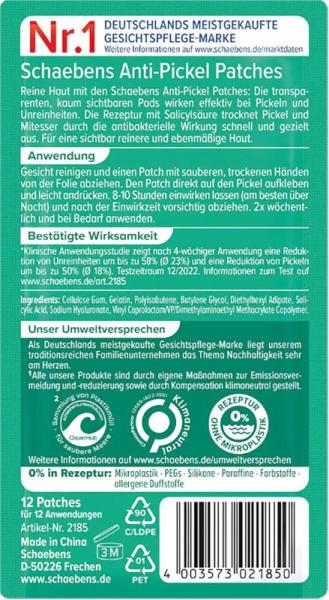 Schaebens Anti Pickel Patches unreine Haut12 Stck,